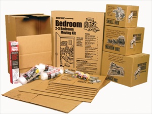 showing moving boxes, packing tape, moving blankets and more